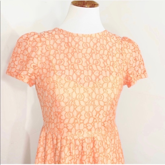 SOLD-Miss Me Coral Eyelet Lace Floral Dress - Picture 5 of 8